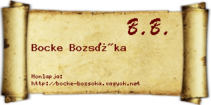 Bocke Bozsóka névjegykártya